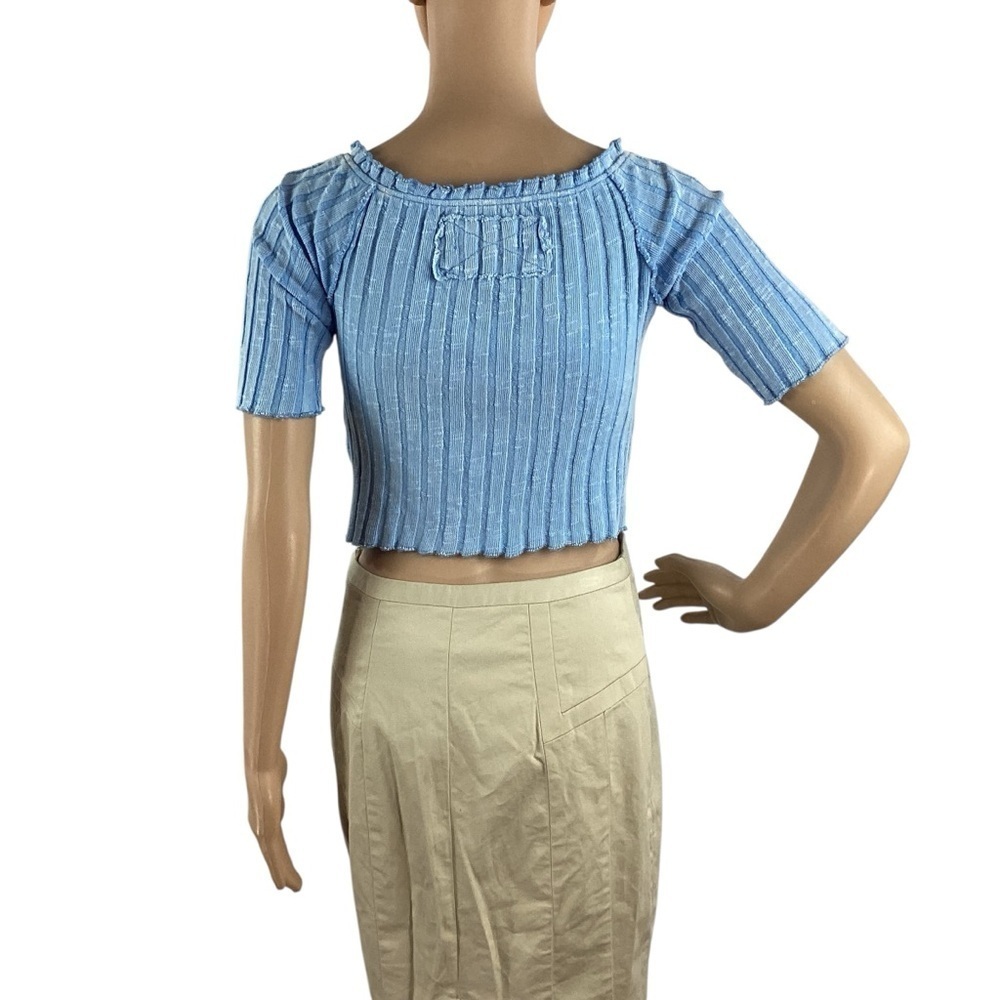 We The Free Meant To Be Tee Placid Blue Ribbed Crop Top Size S - Picture 6 of 8
